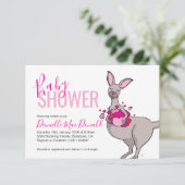 Kutkangaroo-hartzakjes, babydoucheuitnodigingen kaart (Staand voorkant)