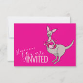 Kutkangaroo-hartzakjes, babydoucheuitnodigingen kaart (Achterkant)