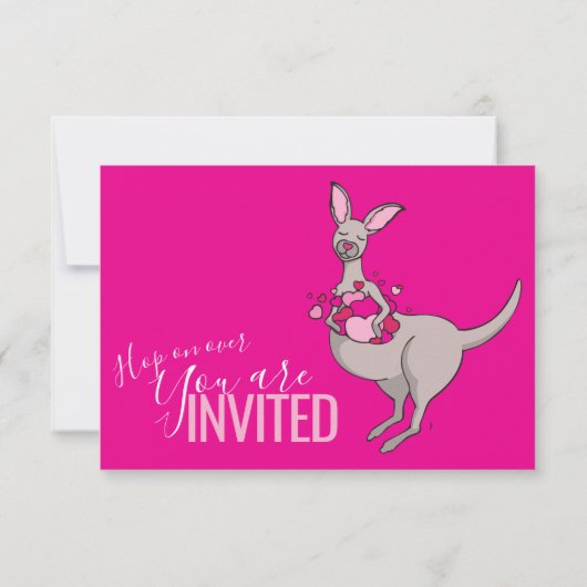 Kutkangaroo-hartzakjes, babydoucheuitnodigingen kaart (Achterkant)