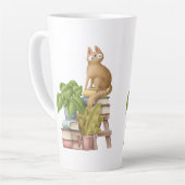 Kutkat en boekenstapels latte mok (Linkerhoek)