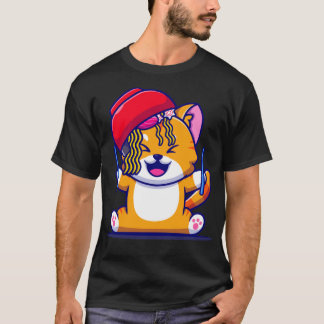 Kutkat met ramen noodle Bowl en chopstick T-shirt