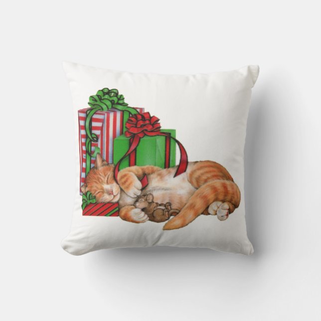 Kutkat, muis en kerstcadeautjes kussen (Voorkant)