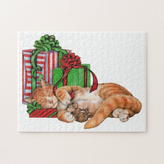 Kutkat, muis en kerstcadeautjes legpuzzel (Horizontaal)