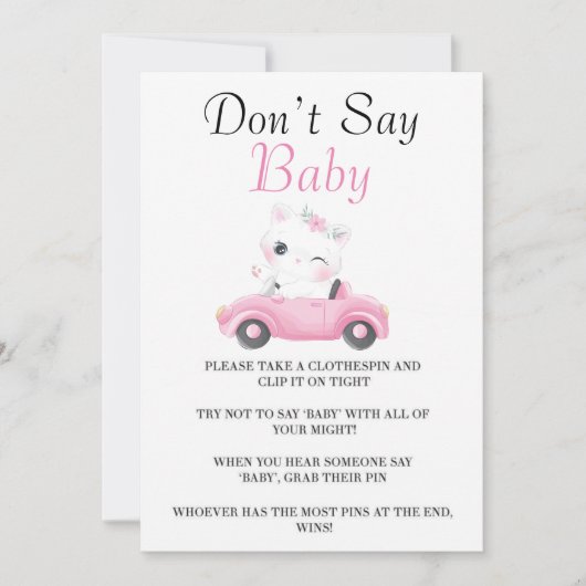 Kutkat  roze auto Zeg geen Baby Kaart (Voorkant)