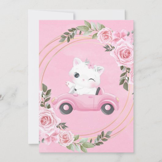 Kutkat  roze auto Zeg geen Baby Kaart (Achterkant)