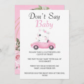 Kutkat  roze auto Zeg geen Baby Kaart (Voorkant / Achterkant)