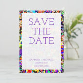 Kutkleurig abstract schilderij, behalve de datum save the date (Staand voorkant)