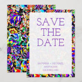 Kutkleurig abstract schilderij, behalve de datum save the date (Voorkant / Achterkant)
