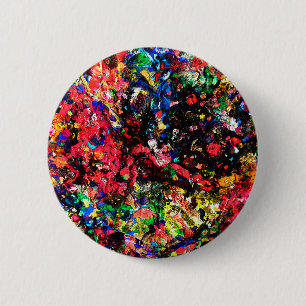 Kutkleurig abstract schilderij ronde button 5,7 cm