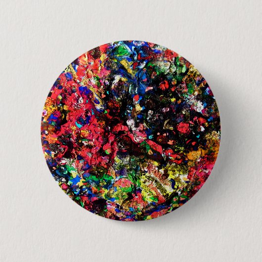 Kutkleurig abstract schilderij ronde button 5,7 cm (Voorkant)