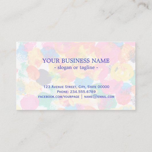 Kutkleurig abstract schilderij visitekaartje (Achterkant)