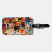 Kutkleurig abstract schilderij werpt kussen op bagagelabel (Voorkant horizontaal)