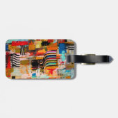 Kutkleurig abstract schilderij werpt kussen op bagagelabel (Achterkant horizontaal)