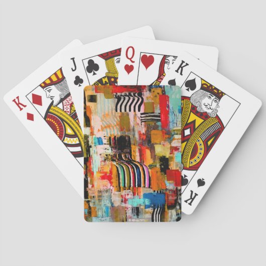 Kutkleurig abstract schilderij werpt kussen op pokerkaarten (Achterkant)