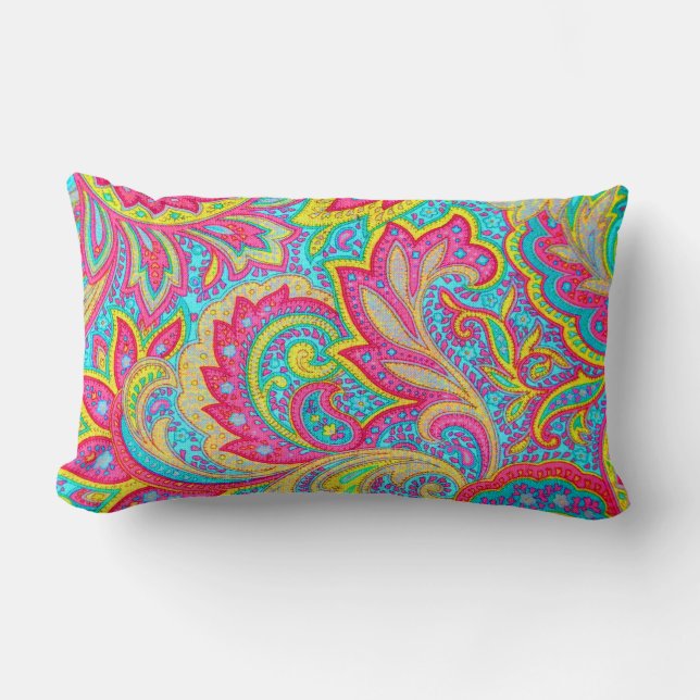 Kutkleurig  bloemontwerp kussen (Voorkant)