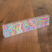 Kutkleurig  bloemontwerp naambordje (Zijkant)