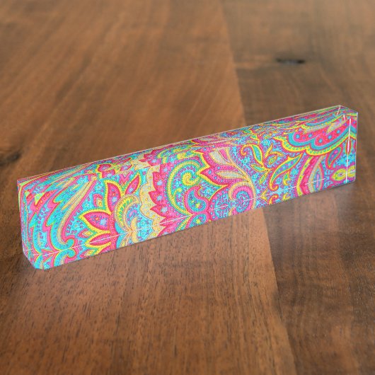 Kutkleurig bloemontwerp naambordje (Zijkant)