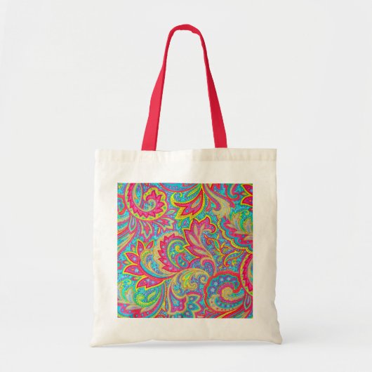 Kutkleurig bloemontwerp tote bag (Voorkant)