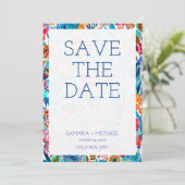 Kutkleurig floreel patroon, behalve datum save the date (Staand voorkant)