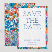 Kutkleurig floreel patroon, behalve datum save the date (Voorkant / Achterkant)