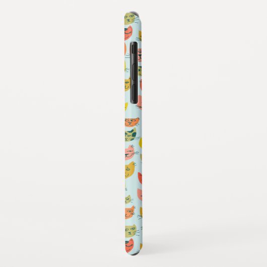 Kutkleurig kattenpatroon in blauw Case-Mate iPhone case (Achterkant/links)