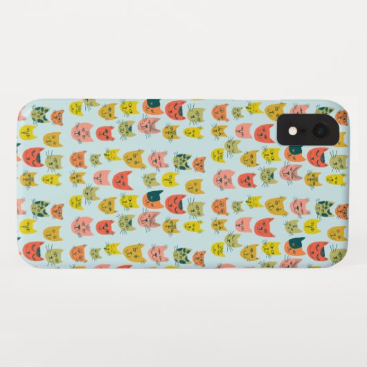 Kutkleurig kattenpatroon in blauw Case-Mate iPhone case (Achterkant (horizontaal))