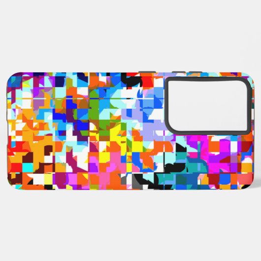 Kutkleurig notitieboek van abstracte vierkantjes samsung galaxy hoesje (Linkerkant)