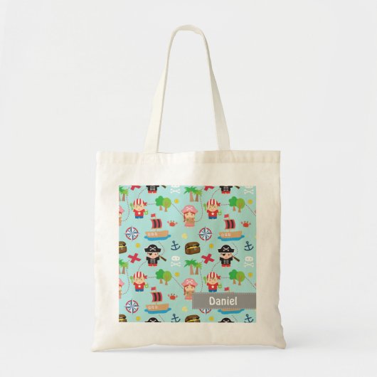 Kutkleurig piraatpatroon voor schatten bij kindere tote bag (Voorkant)