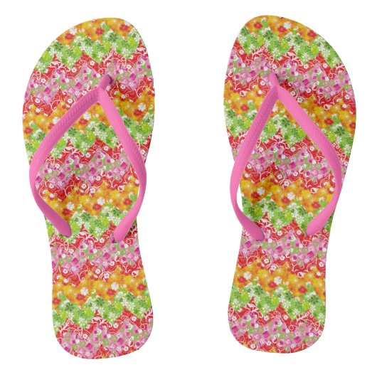 Kutkleurig zigzagpatroon zomer Hoesje-Mate iPho Teenslippers (Voetbed)
