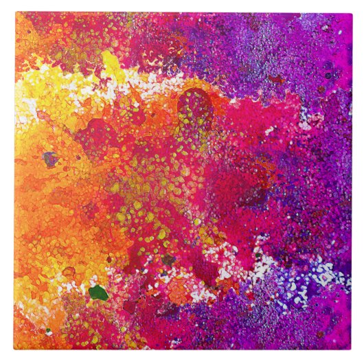 Kutkleurige abstracte spleetverf tegeltje (Voorkant)