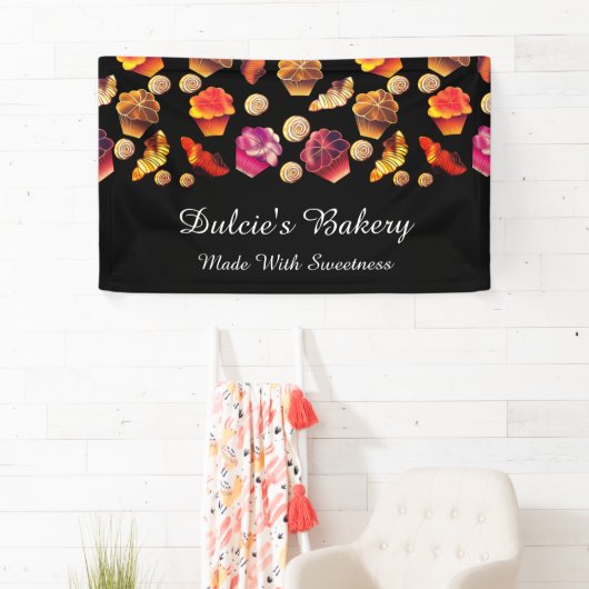 Kutkleurige bakkerij, kaas, kachel, banketbakkerij spandoek (Insitu)