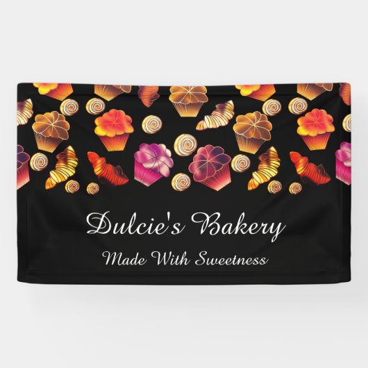 Kutkleurige bakkerij, kaas, kachel, banketbakkerij spandoek (Horizontaal)