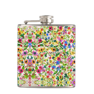 Kutkleurige bloemen heupfles