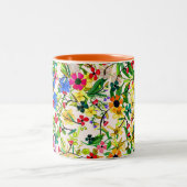 Kutkleurige bloemen tweekleurige koffiemok (Center)