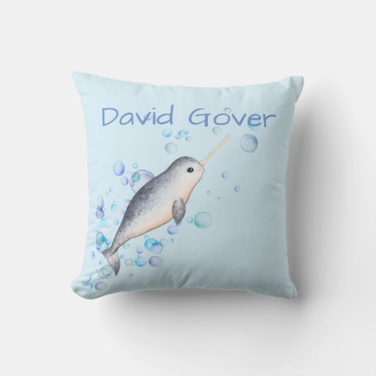 Kutkleurige bubbels Ocean baby Narwhal Kussen (Voorkant)