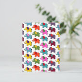 Kutkleurige cartoons van olifanten briefkaart (Staand voorkant)