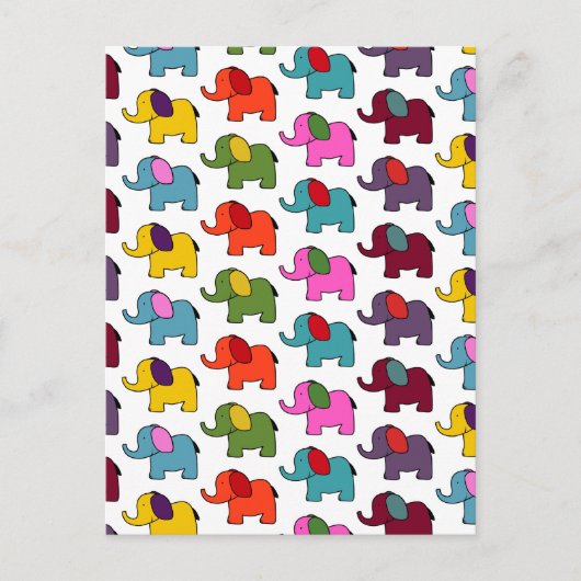 Kutkleurige cartoons van olifanten briefkaart (Voorkant)