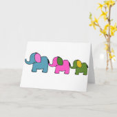 Kutkleurige cartoons van olifanten kaart (Gele Bloem)