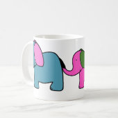 Kutkleurige cartoons van olifanten koffiemok (Voorkant links)