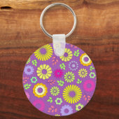 Kutkleurige en paarse zomerbloemen sleutelhanger (Voorkant)