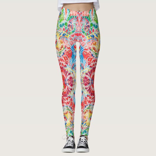 Kutkleurige  florale leggings (Voorkant)