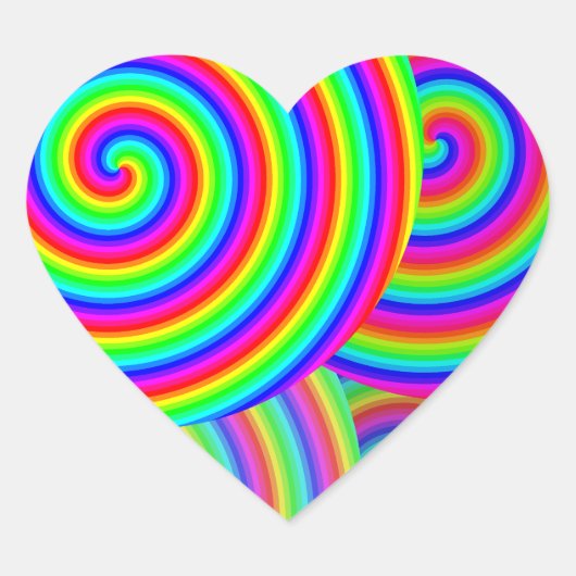 Kutkleurige, gelukkige regenboog hart sticker (Voorkant)