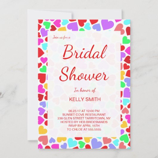 Kutkleurige hartenpatronen vrijgezellenfeest kaart (Voorkant)