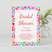 Kutkleurige hartenpatronen vrijgezellenfeest kaart (Staand voorkant)