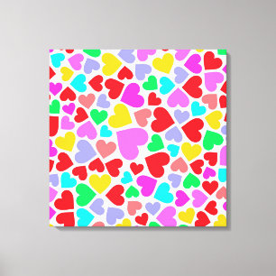 Kutkleurige hartspatronen canvas afdruk