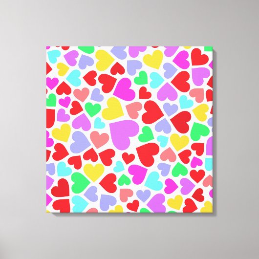 Kutkleurige hartspatronen canvas afdruk (Voorkant)