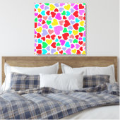 Kutkleurige hartspatronen canvas afdruk (Insitu (Slaapkamer))