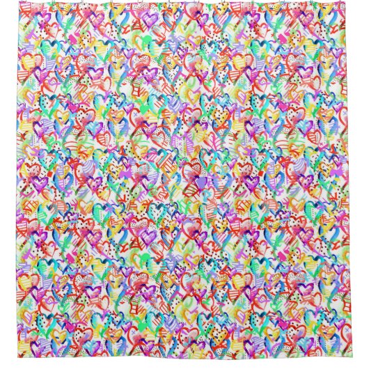 Kutkleurige hartspatronen douchegordijn (Voorkant)