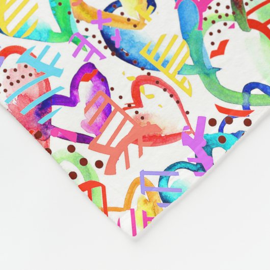 Kutkleurige hartspatronen fleece deken (Hoek)