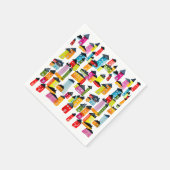 Kutkleurige huizen waterverf kunst servet (Hoek)